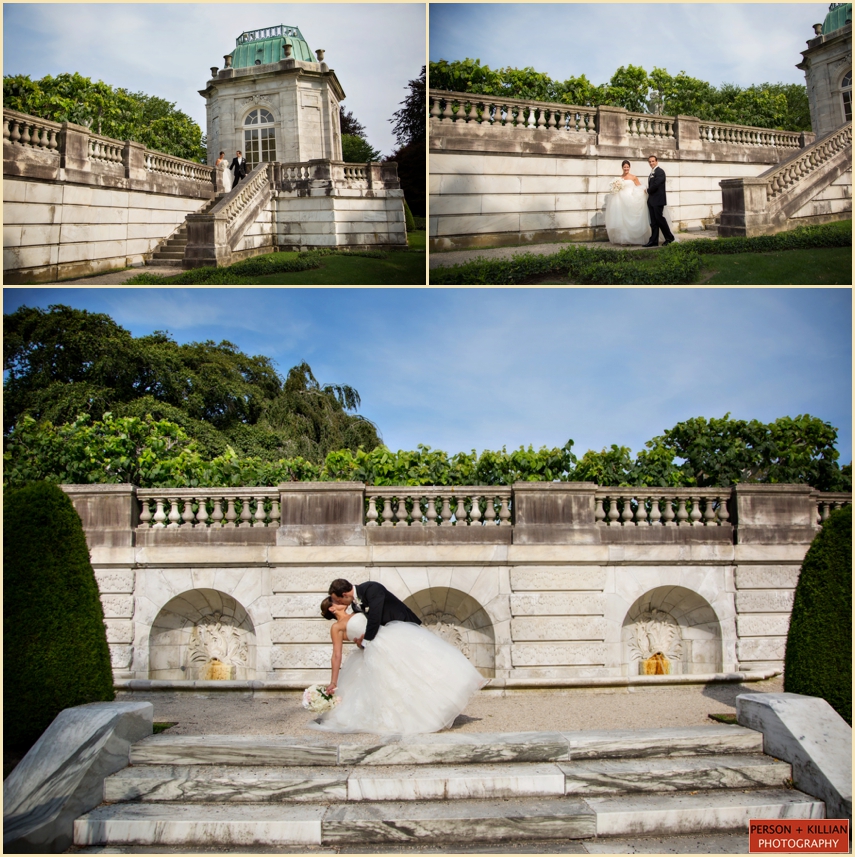 Bride And Groom Kiss At The Elms Bellevue Avenue Newport Rhode Island