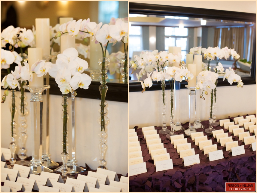 North Shore Wedding Photography Place Card Table Orchids