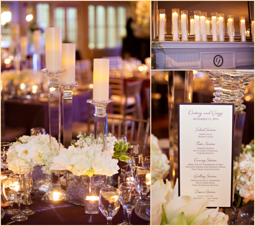 North Shore Wedding Reception New England, Candlelight, Menu Cards