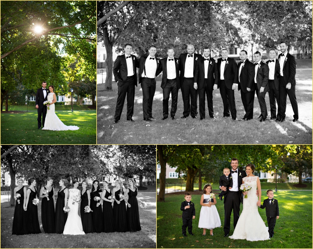 Wedding Party Portraits on the Boston College Campus with Rafanelli Events